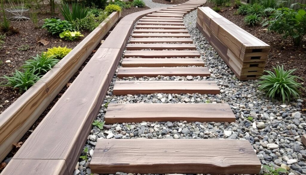 Chodnik ogrodowy z podkładów kolejowych