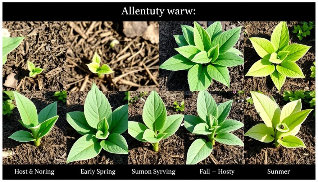 Cykl wzrostu funkii od wiosny do jesieni