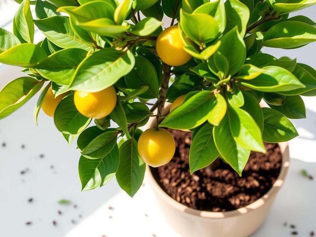 Drzewko cytrusowe nawożone fusami z kawy Drzewko cytrusowe nawożone fusami z kawy