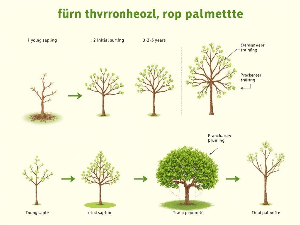 Etapy formowania palmety z grabu - schemat Etapy formowania palmety z grabu - schemat