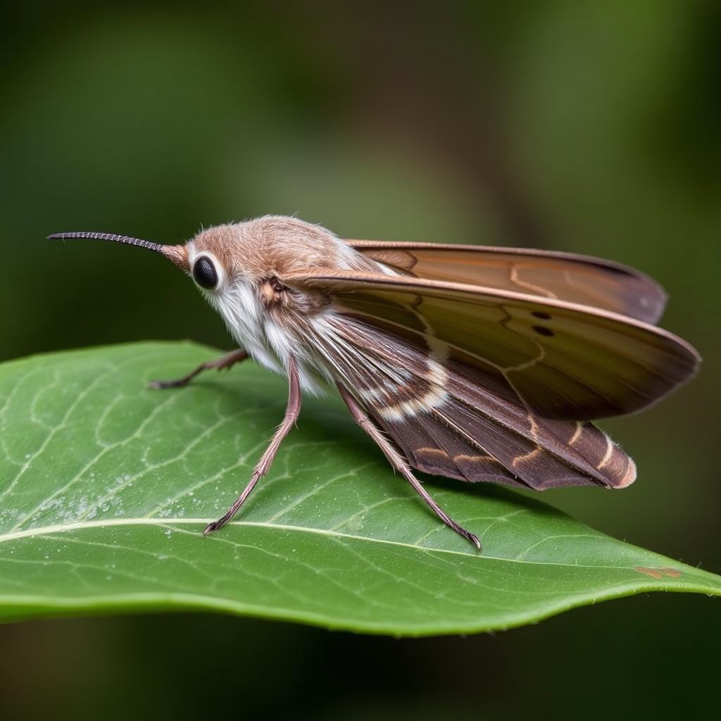 Fruczak gołąbek z profilu siedzący na liściu, pokazujący budowę ciała Fruczak gołąbek z profilu siedzący na liściu, pokazujący budowę ciała