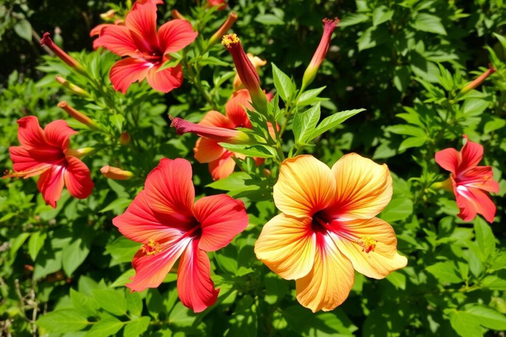 Hibiskus bagienny w pełnym kwitnieniu latem