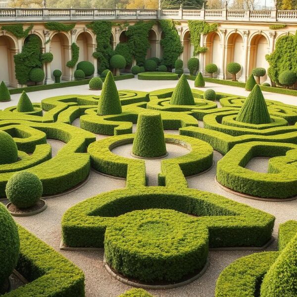 Historyczne topiary w formalnym ogrodzie - topiary co to