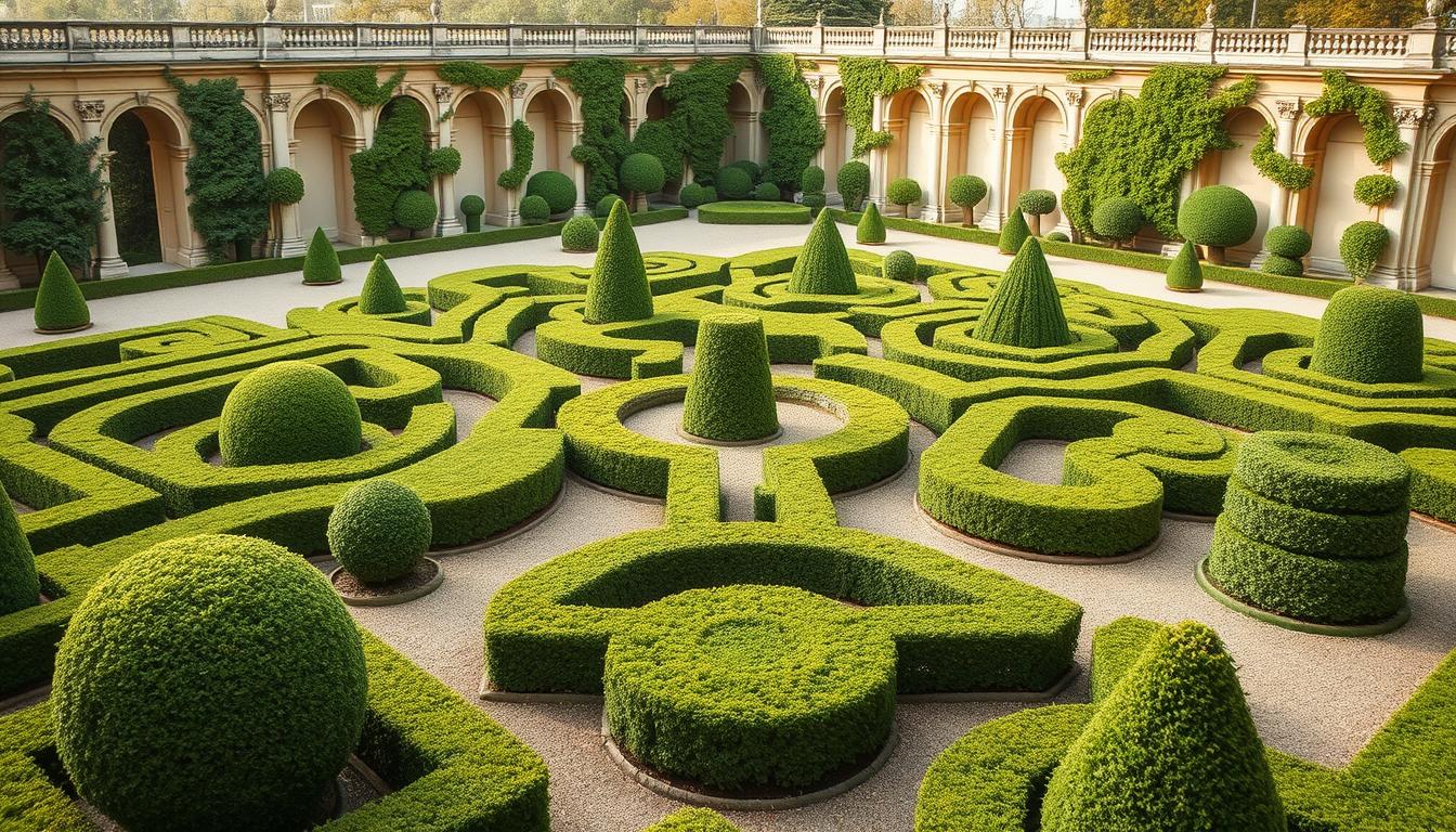 Historyczne topiary w formalnym ogrodzie - topiary co to