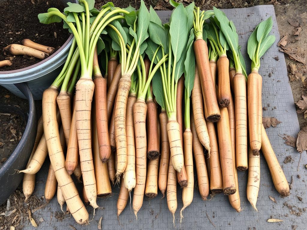 Kłącza kanny przygotowane do zimowania po wyjęciu z donicy