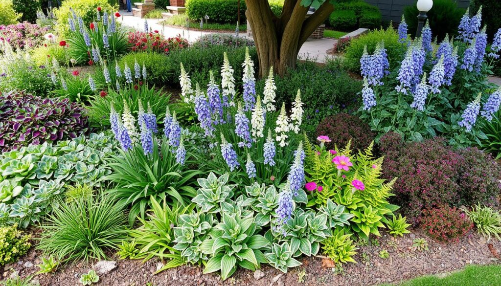 Kompozycja roślin okrywowych do suchego cienia w ogrodzie Kompozycja roślin okrywowych do suchego cienia w ogrodzie