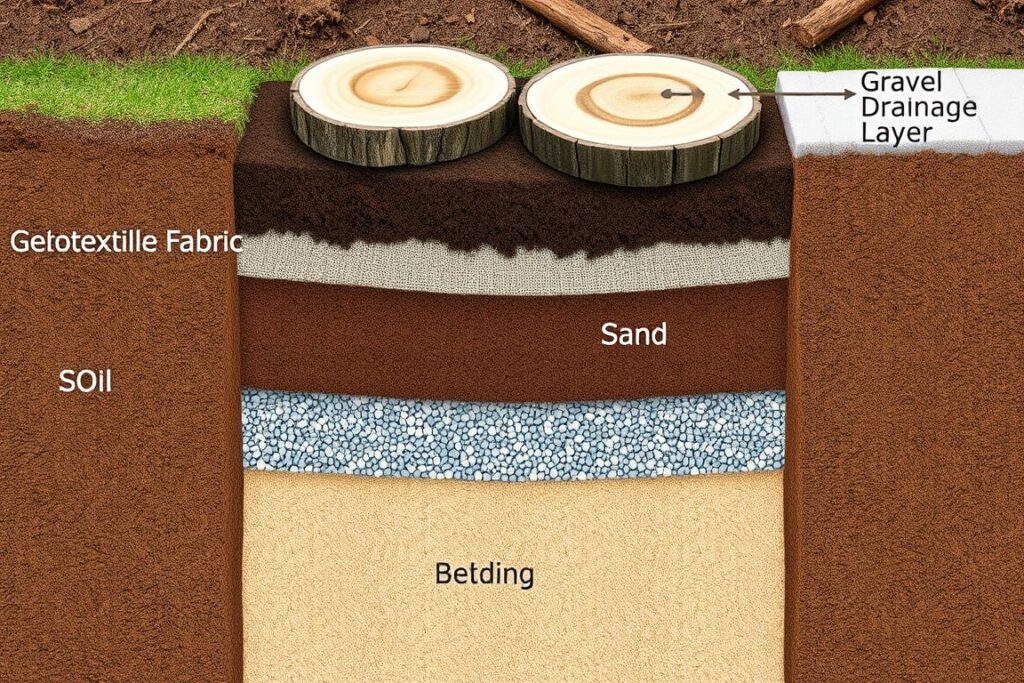 Korytowanie i przygotowanie podłoża pod ścieżkę z plastrów drewna