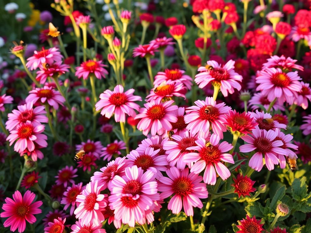 Kwitnąca rabata z rozchodnikami przyciągająca motyle i pszczoły Kwitnąca rabata z rozchodnikami przyciągająca motyle i pszczoły