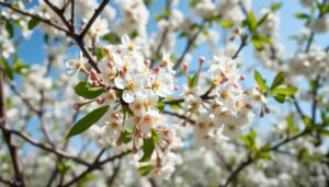Kwitnące drzewko czereśni w sadzie wiosną - sadzenie drzewek owocowych