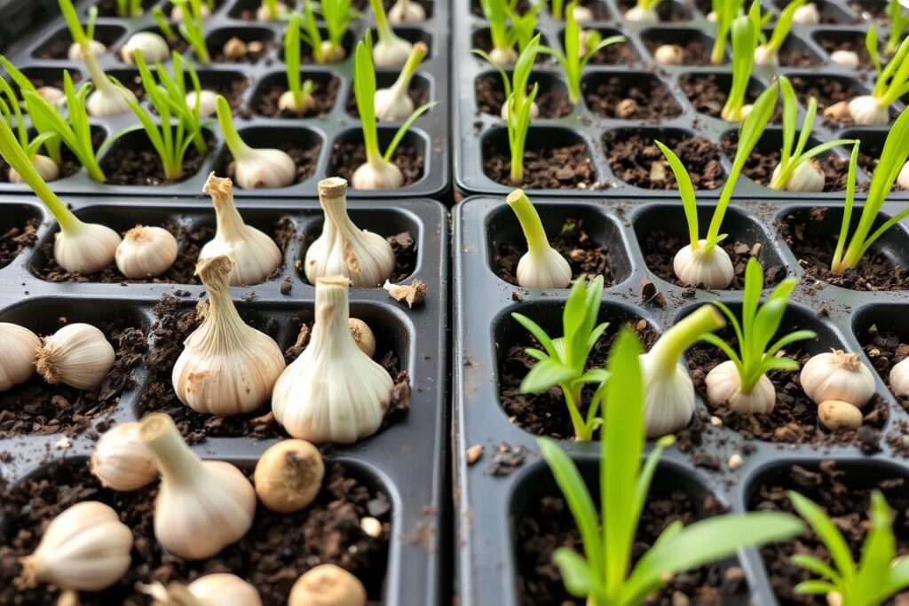 Nasiona czosnku ozdobnego i młode siewki Nasiona czosnku ozdobnego i młode siewki