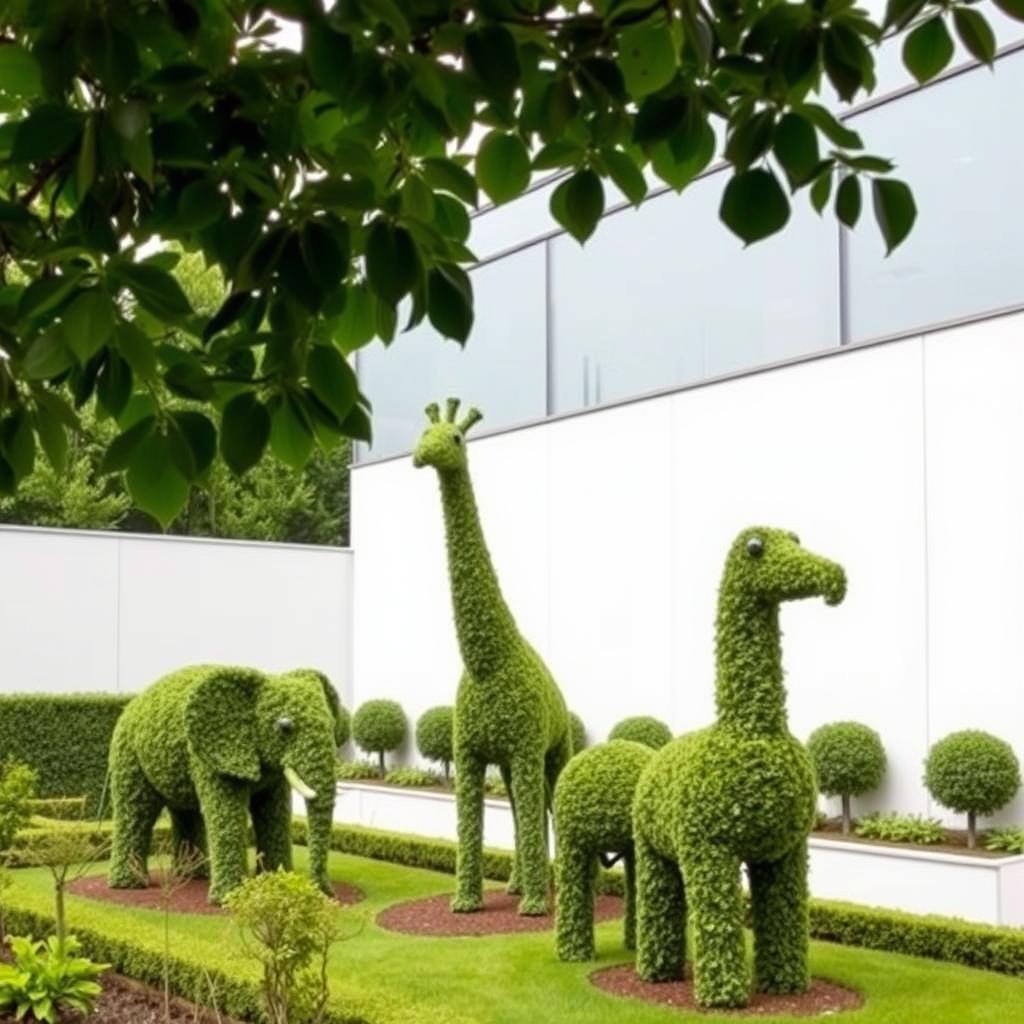 Nowoczesne topiary w kształcie zwierząt - topiary co to
