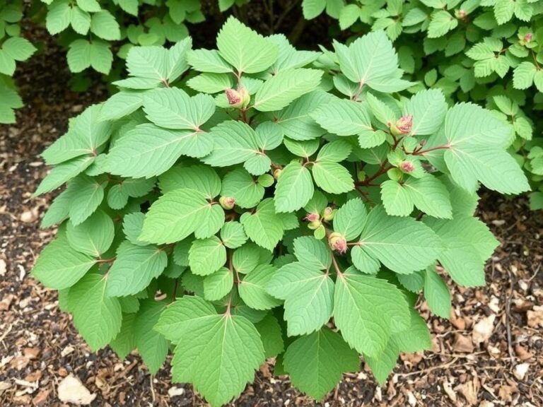 Pęcherznica kalinolistna z charakterystycznymi liśćmi i pokrojem krzewu