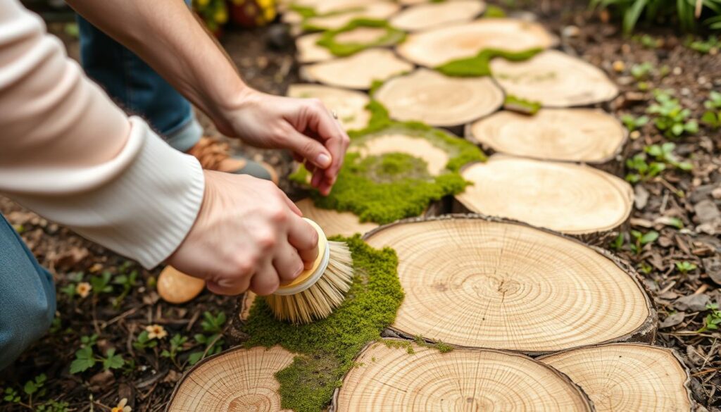 Pielęgnacja i konserwacja ścieżki z plastrów drewna w ogrodzie