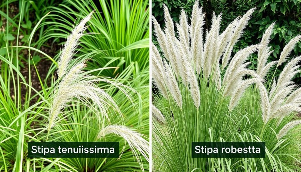 Porównanie różnych odmian ostnicy - ostnica cieniutka i ostnica mocna w ogrodzie Porównanie różnych odmian ostnicy - ostnica cieniutka i ostnica mocna w ogrodzie