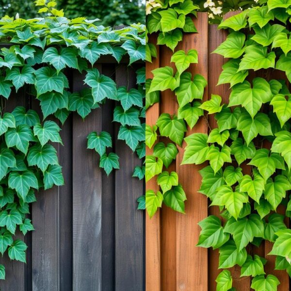 Porównanie winobluszczu i bluszczu pospolitego na ogrodzeniu