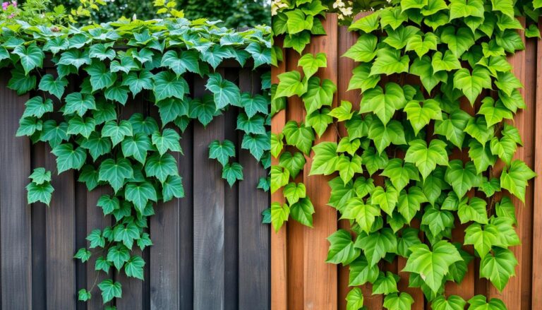 Porównanie winobluszczu i bluszczu pospolitego na ogrodzeniu