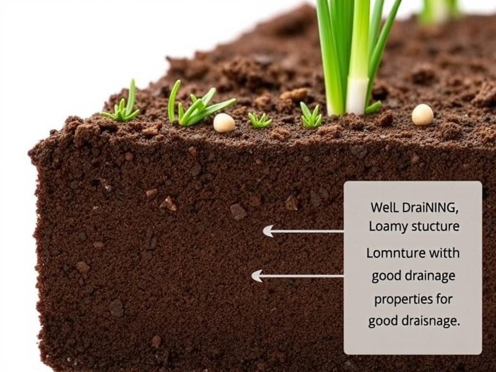 Przekrój przez odpowiednią glebę dla czosnku ozdobnego - przepuszczalną i żyzną