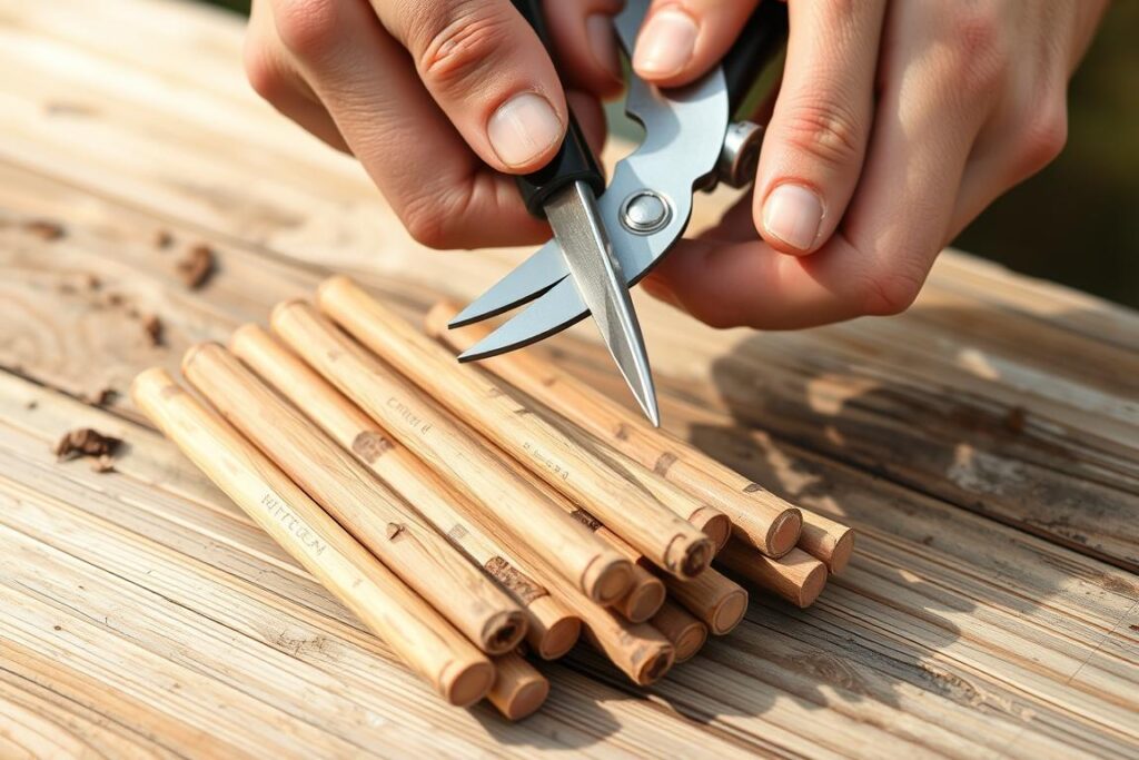 Przygotowanie sadzonek zdrewniałych - przycinanie pędów na odpowiednią długość