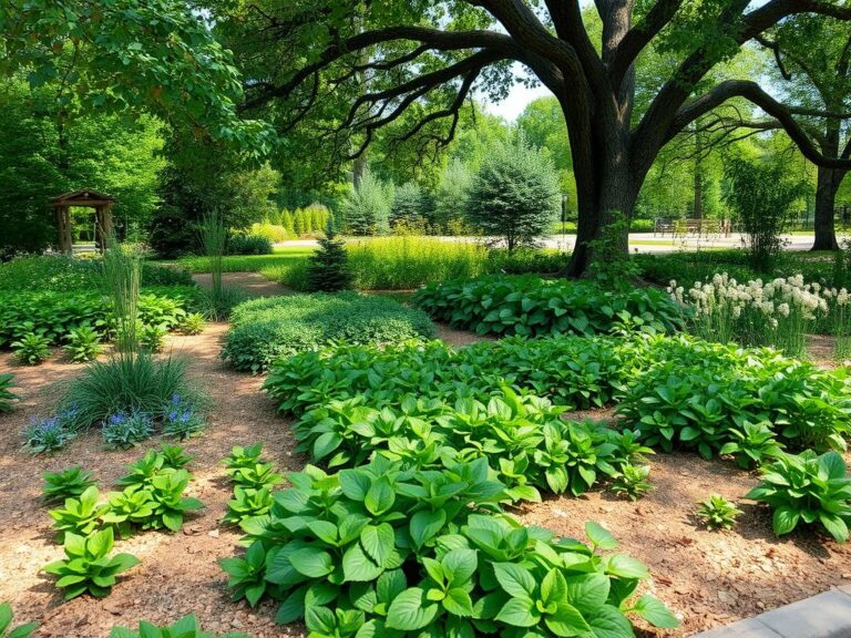 Rośliny okrywowe do suchego cienia rosnące pod drzewami w ogrodzie