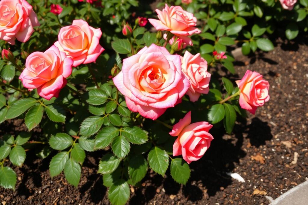 Róże nawożone fusami z kawy w ogrodzie Róże nawożone fusami z kawy w ogrodzie