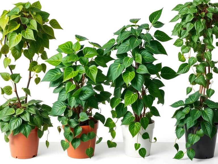 Różne odmiany bluszczu domowego z charakterystycznymi liśćmi