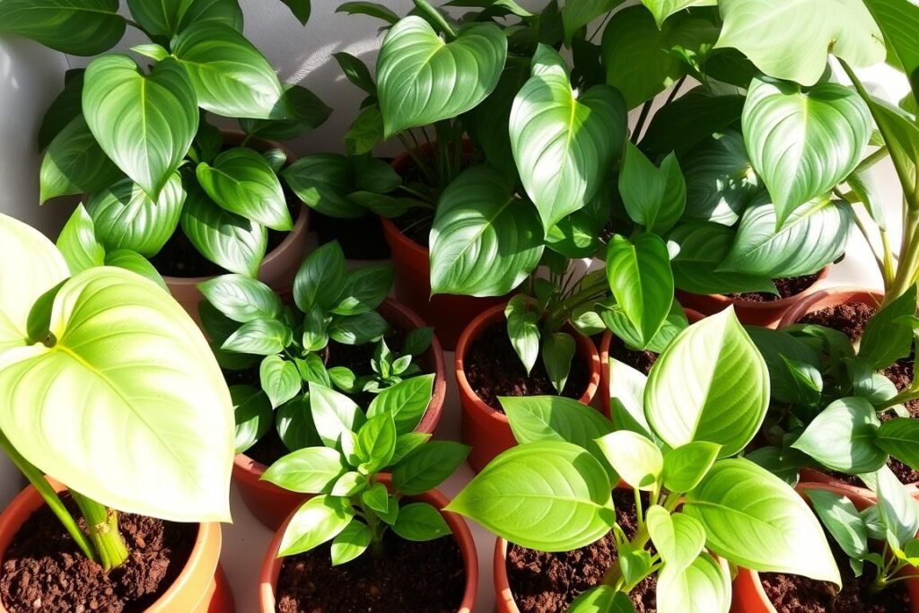 Różne rośliny doniczkowe nawożone fusami z kawy Różne rośliny doniczkowe nawożone fusami z kawy