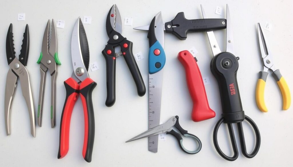 Różne typy nożyc i narzędzi do cięcia traw ozdobnych Różne typy nożyc i narzędzi do cięcia traw ozdobnych