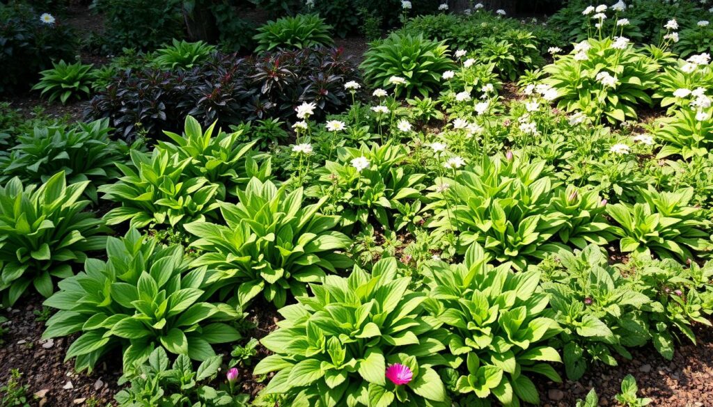 Różnorodne rośliny okrywowe w ogrodzie o różnych warunkach świetlnych