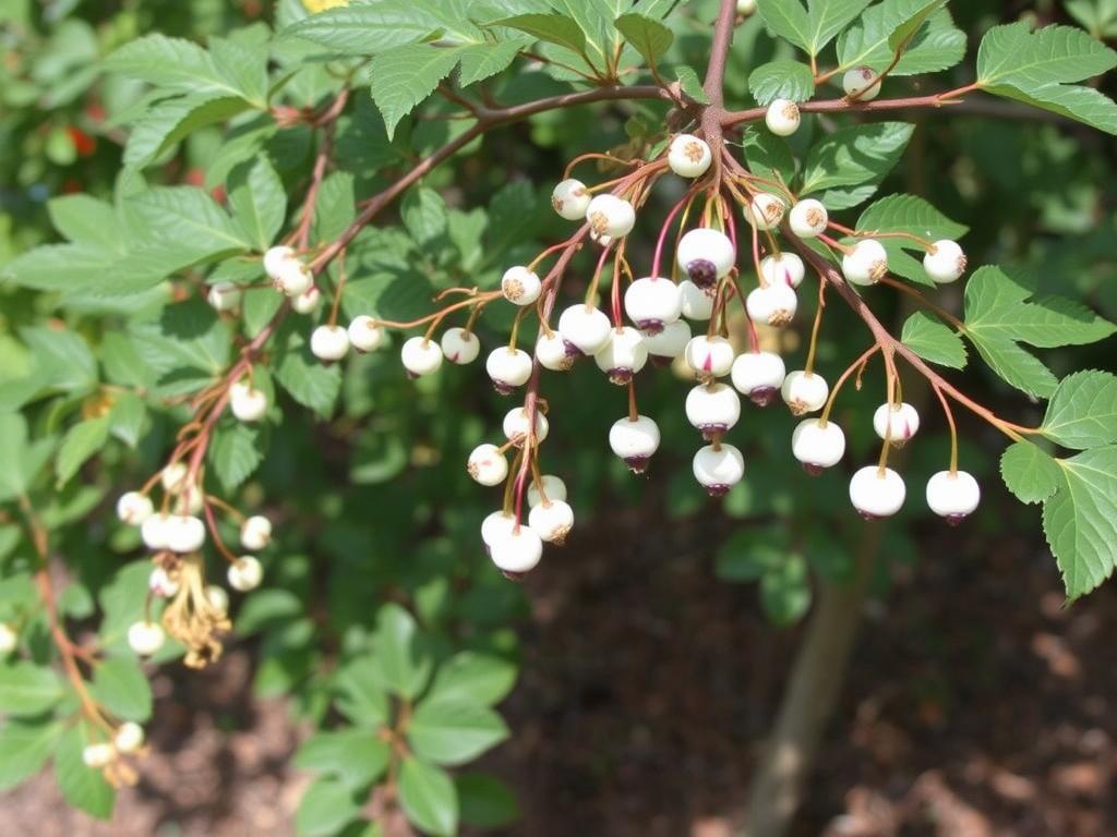 Śnieguliczka z białymi owocami jako krzew do suchego cienia Śnieguliczka z białymi owocami jako krzew do suchego cienia