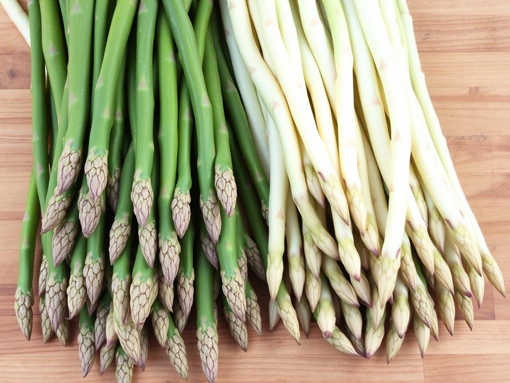 Świeżo zebrane szparagi - zielone i białe odmiany Świeżo zebrane szparagi - zielone i białe odmiany