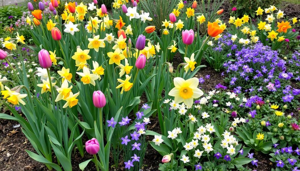 Wiosenne kwiaty w ogrodzie kwitnące w kwietniu