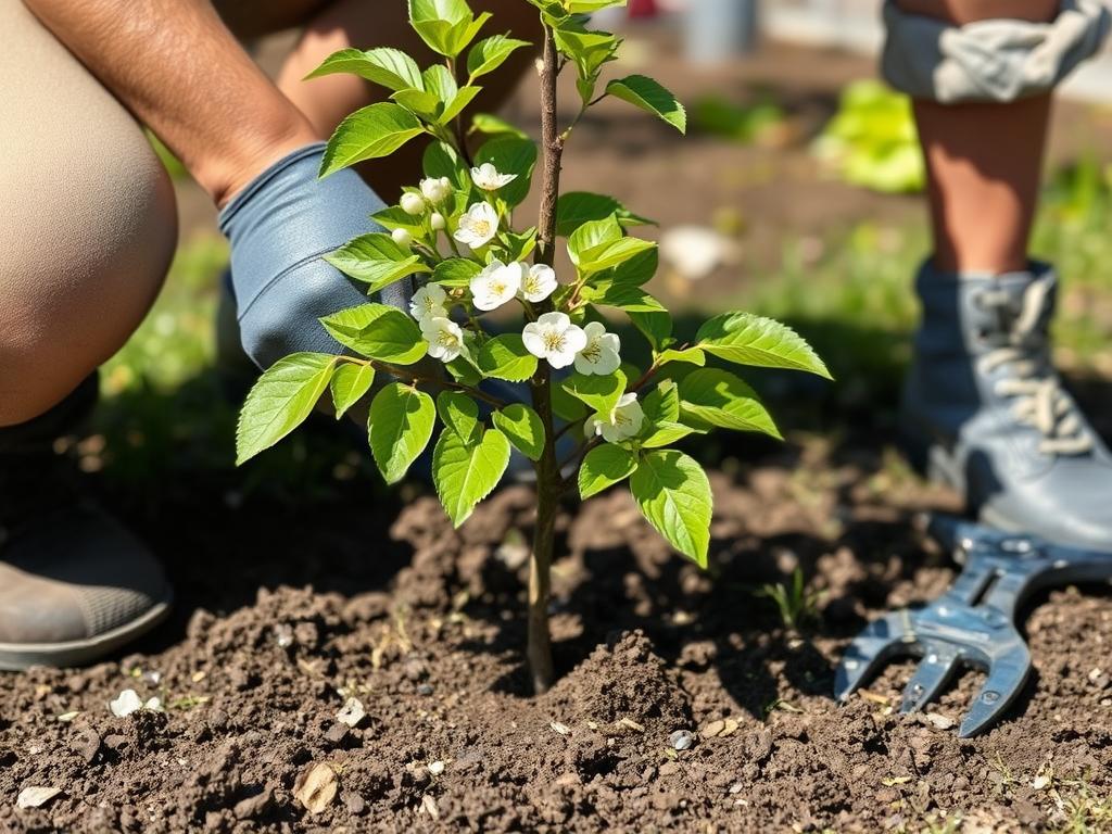 Wiosenne sadzenie drzewka czereśni w ogrodzie - sadzenie drzewek owocowych