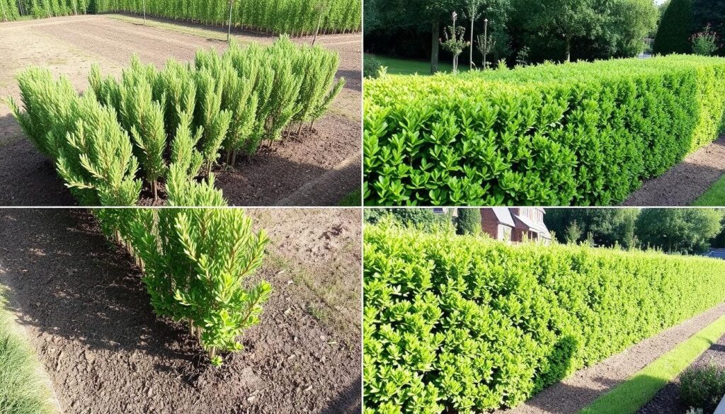 Żywopłot z ligustru założony z sadzonek zdrewniałych - etapy wzrostu