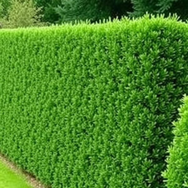 Żywopłoty z cisa w ogrodzie - przykład gęstego, formowanego żywopłotu